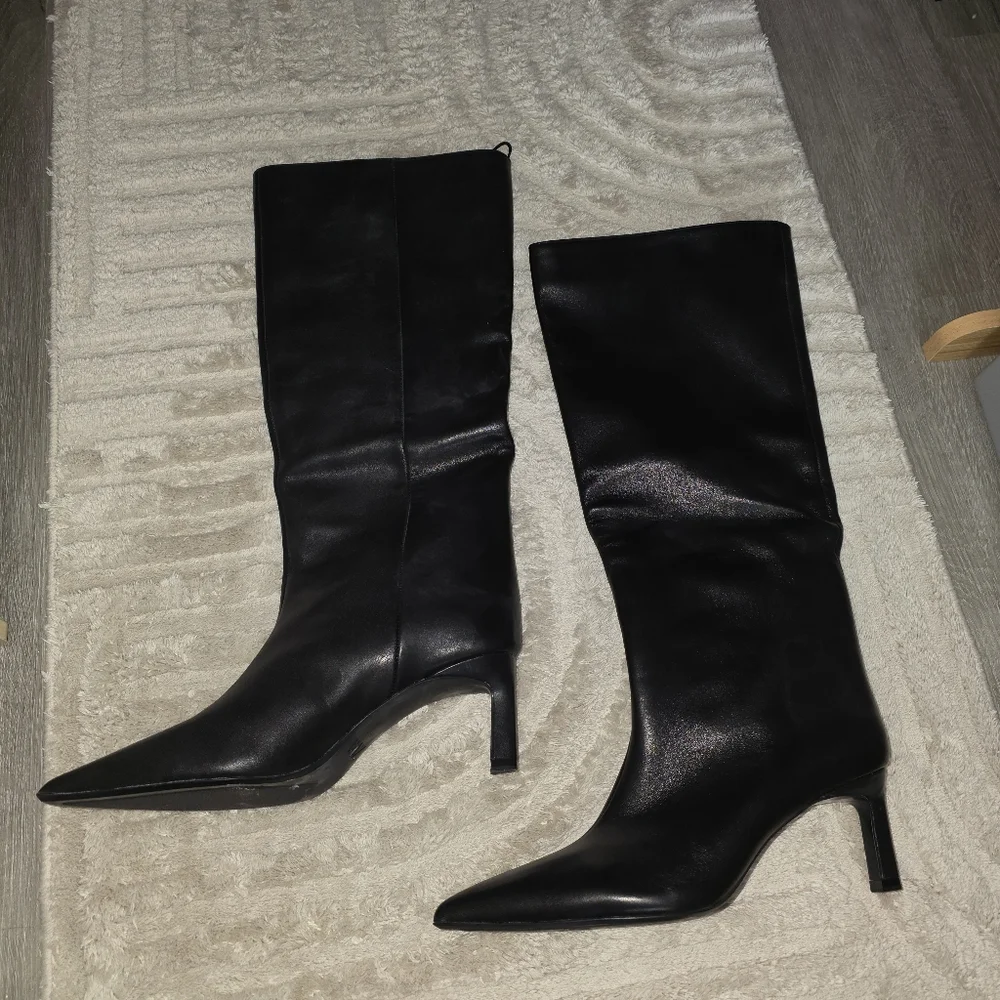 ZARA Genuine Leather Heeled Boots – Size 7.5 (EU 38) – New - Picture 5 of 5